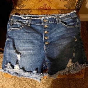 Kancan distressed denim shorts button fly